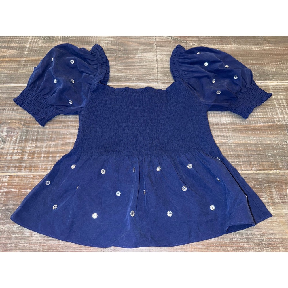 Hill House Home Jeweled Jammie Top in Navy XS